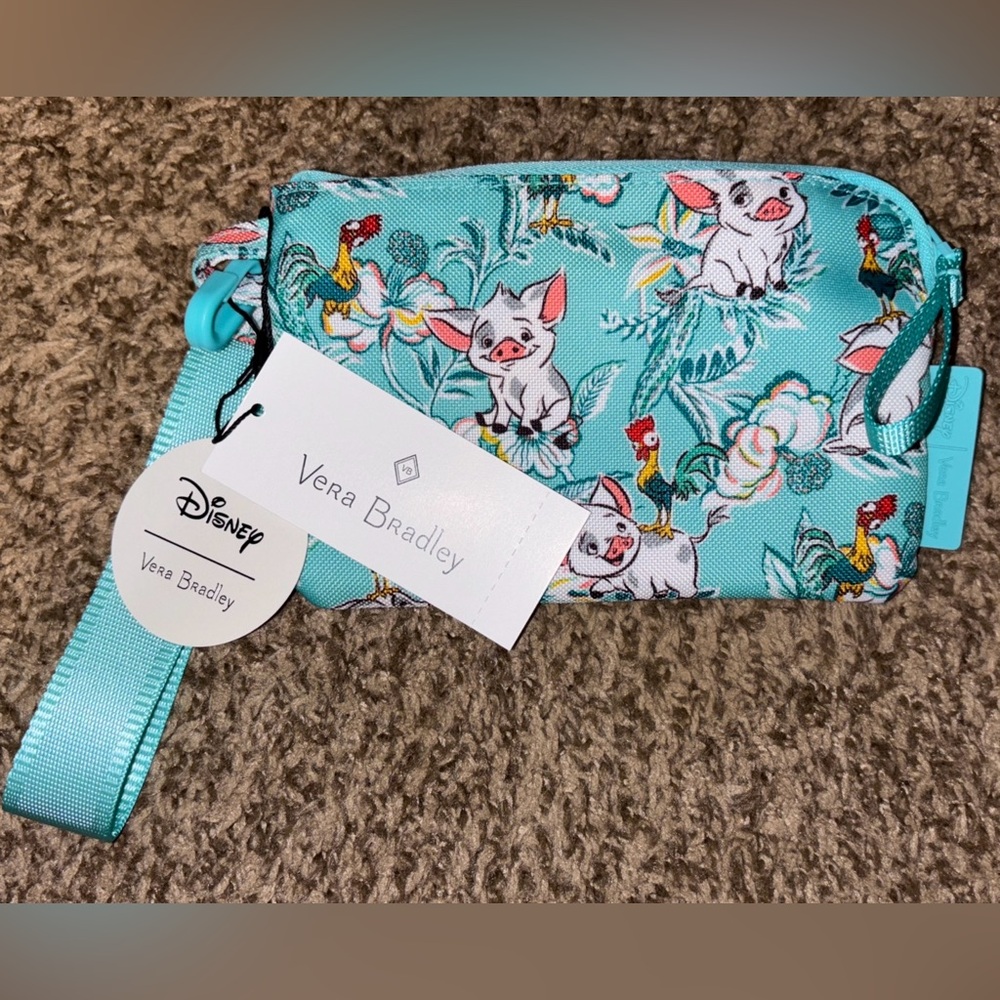 Vera Bradley Disney Moana Campus Keychain Pouch - NEW Pua & Heihei Aqua pattern
